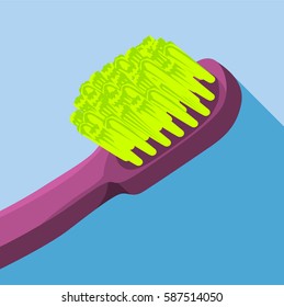 Long body brush icon. Flat illustration of long body brush vector icon for web