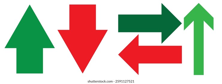 Long Bold Arrow. Black, Red and blue long arrow. Right pointing long arrows. Vector illustration.