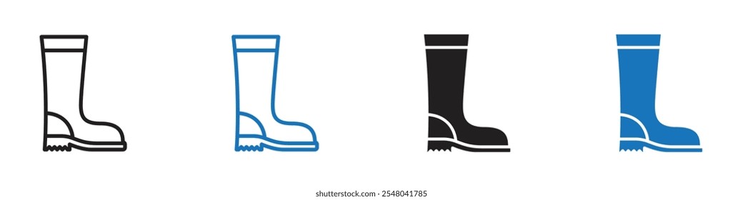 Long boot icon Vector set outline