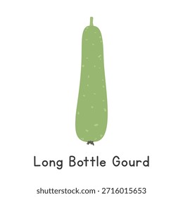 Long Bottle Gourd Flat Cartoon Vector Illustration Isolated on White Background