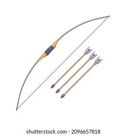 Bow largo con 3 flechas Icono de ilustración de vectores planos en fondo blanco para web, página de inicio, etiqueta adhesiva, banner