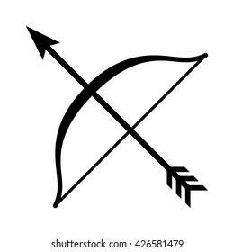 Long bow & arrow archery line art vector icon for games and websites