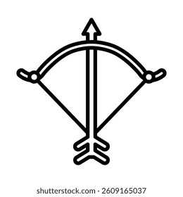 Long Bow Vector Line Icon Design