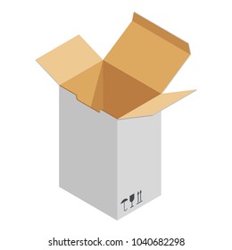 Long box icon. Isometric illustration of long box vector icon for web
