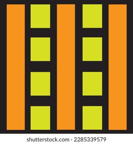 long boxes arranged parallel side by side with small boxes resembling a highway symbol