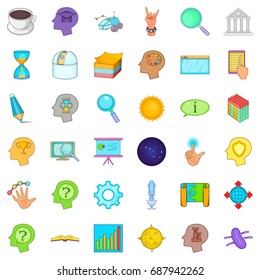 Long brainstorm icons set. Cartoon style of 36 long brainstorm vector icons for web isolated on white background