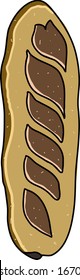 Long bread drawing, illustration, vector on white background.