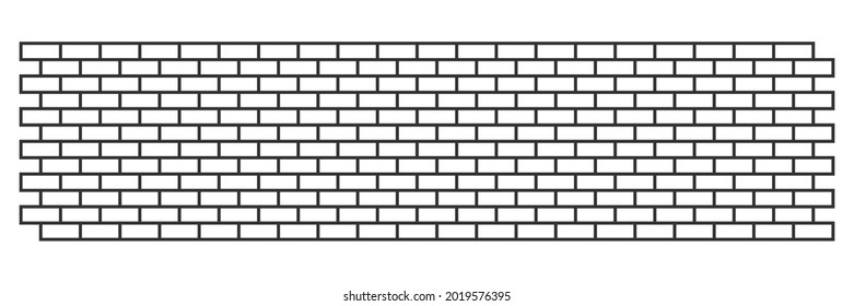 Long brick wall, with white bricks and gray rims. Vector illustration