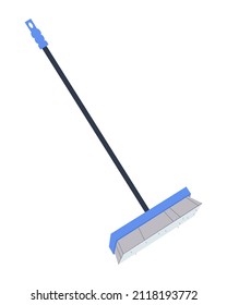 Long bristled brush. Sweep indoors and outdoors. Broom. Cleaning agent. Flat vector illustration