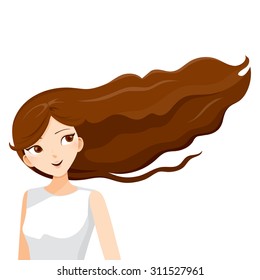 girl with long hair cartoon