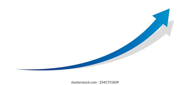 Seta curva de crescimento de negócios longo. Modelo de plano de fundo de meta financeira. Conceito do valor da economia de investimento. Ilustração vetorial