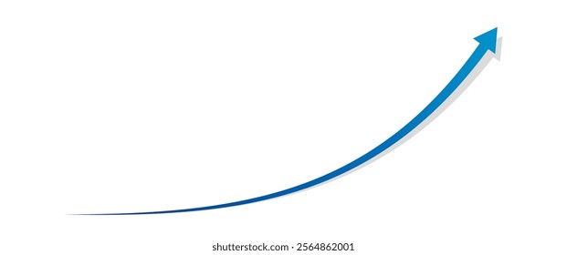 Long business growth curved arrow. Financial goal background template. Investment economy value concept. Vector illustration