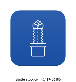 Long cactus icon blue vector isolated on white background