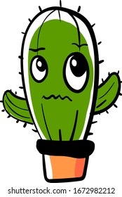 Long cactus, illustration, vector on white background.