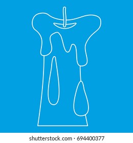 Long candle icon blue outline style isolated vector illustration. Thin line sign