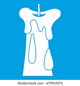 Long candle icon white isolated on blue background vector illustration