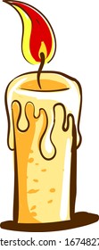 Lange Kerze, Illustration, Vektorillustration auf weißem Hintergrund.