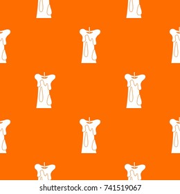 Long candle pattern repeat seamless in orange color for any design. Vector geometric illustration