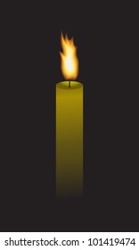 Long candle that burns in the dark.