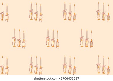 Velas largas doodle sin patrón con velas festivas para cumpleaños, Navidades, año Nuevo, boda, día de San Valentín, textil, diseños de papel de embalaje