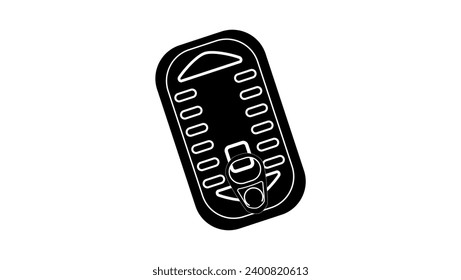  long canned fish, top view, black isolated silhouette