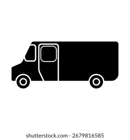 Long cargo minibus icon, simple flat style, vector illustration, symbol, design logo template pictogram, for ui or ux isolated on white for mobile app, editable