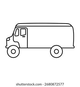 Icono largo del minibús de la carga, estilo plano simple, Ilustración vectorial, símbolo, pictograma de la Plantilla del logotipo del diseño, para ui o ux aislado en blanco para el App móvil, editable