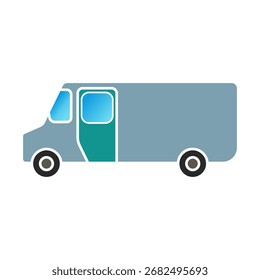 Icono largo del minibús de la carga, estilo plano simple, Ilustración vectorial, símbolo, pictograma de la Plantilla del logotipo del diseño, para ui o ux aislado en blanco para el App móvil, editable