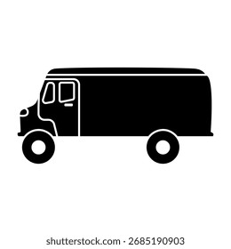 Icono largo del minibús de la carga, estilo plano simple, Ilustración vectorial, símbolo, pictograma de la Plantilla del logotipo del diseño, para ui o ux aislado en blanco para el App móvil, editable