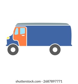 Icono largo del minibús de la carga, estilo plano simple, Ilustración vectorial, símbolo, pictograma de la Plantilla del logotipo del diseño, para ui o ux aislado en blanco para el App móvil, editable