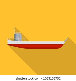 Long cargo ship icon. Flat illustration of long cargo ship vector icon for web design