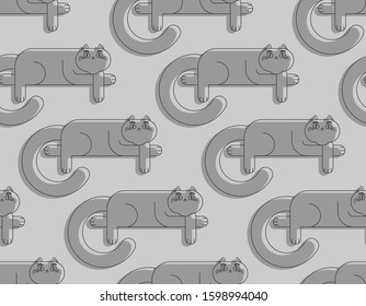 Long cat pattern seamless. Cartoon pet background. Baby fabric texture. vector ornament