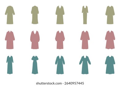 Long  Clothes Icon Set Design