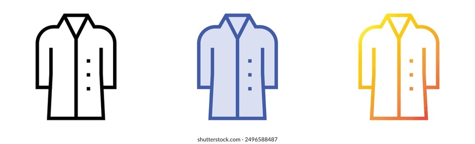 long coat icon. Linear, Blue Fill and Gradient Style Design Isolated On White Background