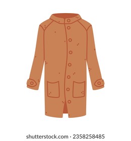 Long Coat with Sleeves as Warm Autumn Clothes Vector Illustration