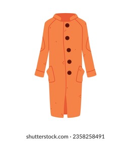 Long Coat with Sleeves as Warm Autumn Clothes Vector Illustration