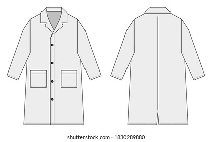 Long coat  trench coat vector template illustration / white