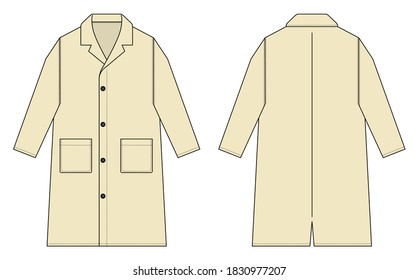 Long coat  trench coat vector template illustration / natural