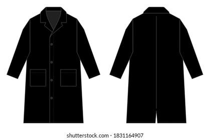 Long coat  trench coat vector template illustration / black