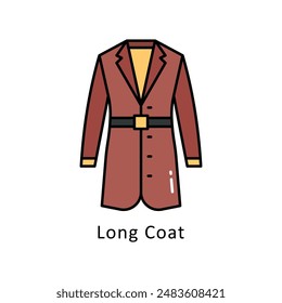 Long Coat vector  Filled outline Design illustration. Symbol on White background EPS 10 File