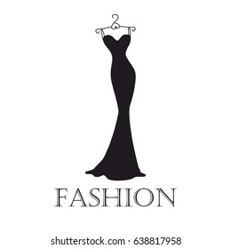 Long cocktail dress on a hanger logo