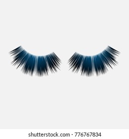 Long colored false eyelashes. Salon eyelash extensions. Vector illustration