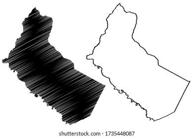 Condado de Long, Georgia (condado de EE.UU., Estados Unidos de América, EE.UU., EE.UU., EE.UU.) ilustración vectorial del mapa, esbozo de garabato Mapa largo