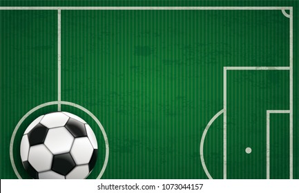 Long cover with football ground and classic football. Eps 10 vector file.