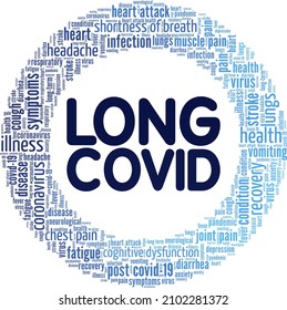 Long Covid conceptual vector illustration word cloud isolated on white background.
