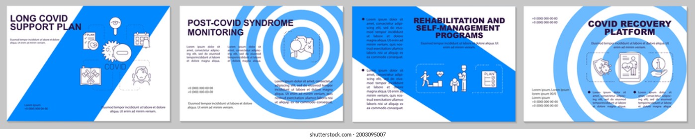 Long Covid Support Plan Brochure Template. Recovery Platform. Flyer, Booklet, Leaflet Print, Cover Design With Linear Icons. Vector Layouts For Magazines, Annual Reports, Advertising Posters