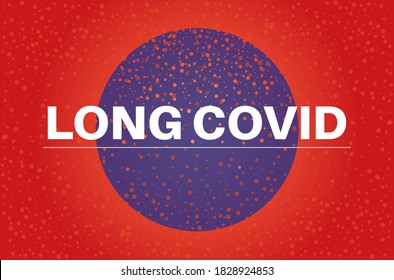 LONG COVID vector illustration on a red and blue background
