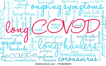 Long COVID Word Cloud On A White Background. 