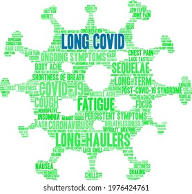 Long COVID Word Cloud On A White Background. 