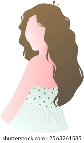 long curly brown hair girl with dress avatar